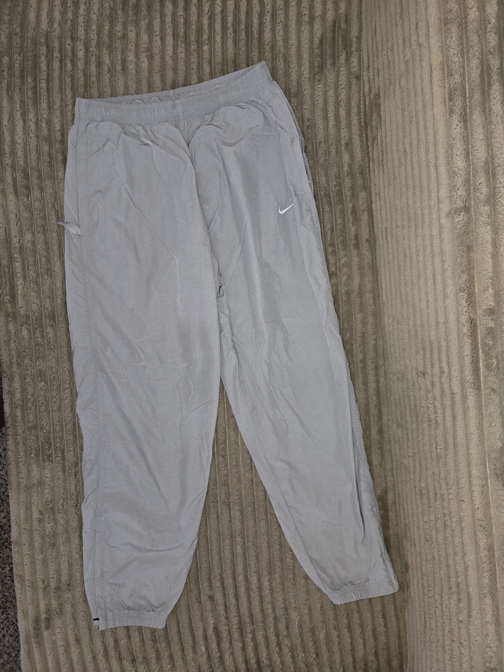 Nike Light Gray Men's Jogger Sweatpants with White Swoosh